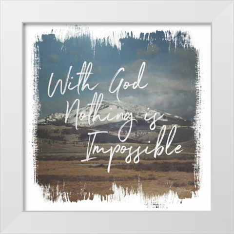 Wild Wishes I With God White Modern Wood Framed Art Print by Marshall, Laura