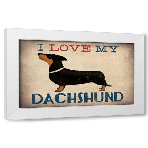 Dachshund Longboards - Love v1 White Modern Wood Framed Art Print by Fowler, Ryan