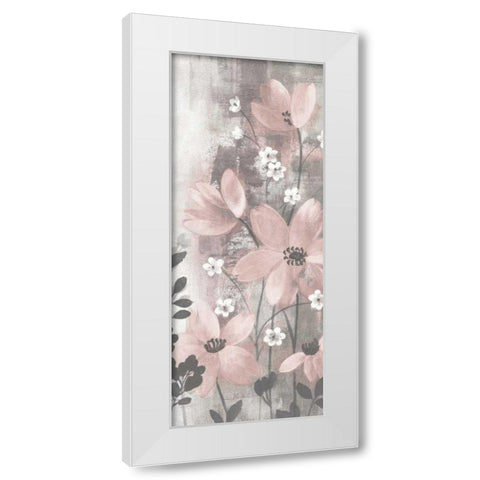 Floral Symphony Blush Gray Crop I White Modern Wood Framed Art Print by Vassileva, Silvia