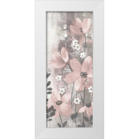 Floral Symphony Blush Gray Crop I White Modern Wood Framed Art Print by Vassileva, Silvia