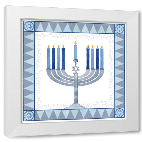 Celebrating Hanukkah III White Modern Wood Framed Art Print by McKenna, Kathleen Parr