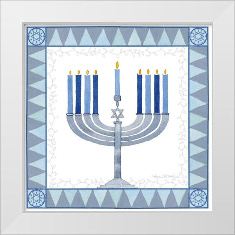 Celebrating Hanukkah III White Modern Wood Framed Art Print by McKenna, Kathleen Parr