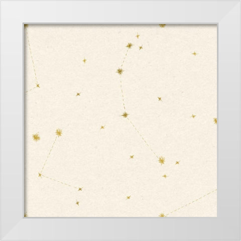 Night Sky Cream and Gold Pattern 05A White Modern Wood Framed Art Print by Miller, Sara Zieve