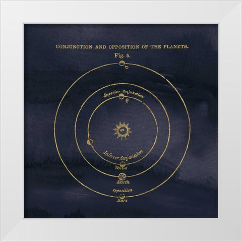 Geography of the Heavens X Blue Gold White Modern Wood Framed Art Print by Wild Apple Portfolio