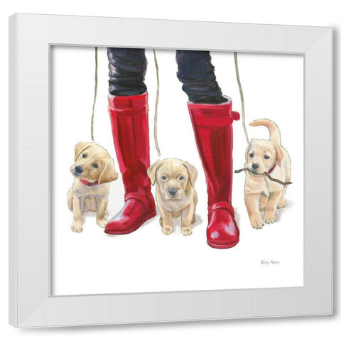 Furry Fashion Friends I White Modern Wood Framed Art Print by Adams, Emily
