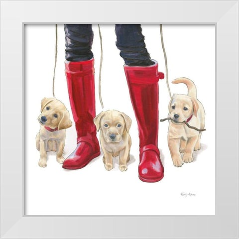 Furry Fashion Friends I White Modern Wood Framed Art Print by Adams, Emily