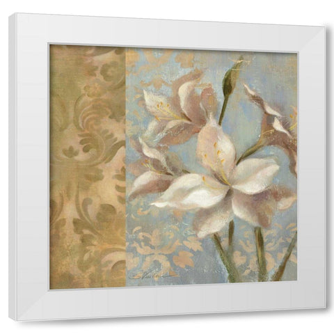 Amaryllis on Soft Blue WAG White Modern Wood Framed Art Print by Vassileva, Silvia