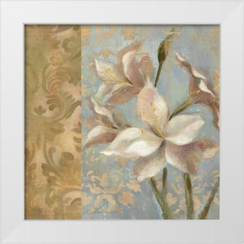 Amaryllis on Soft Blue WAG White Modern Wood Framed Art Print by Vassileva, Silvia