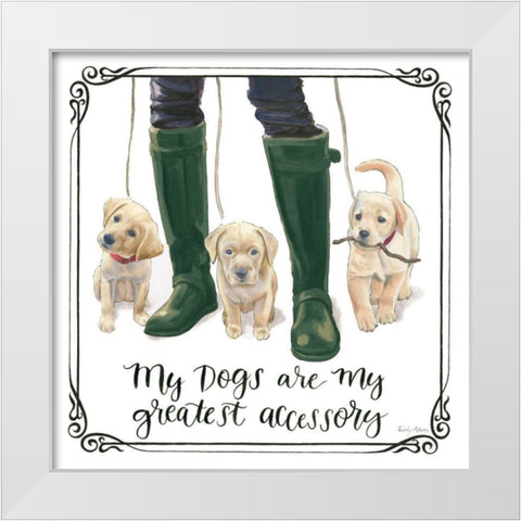 Furry Fashion Friends I My Dogs White Modern Wood Framed Art Print by Adams, Emily