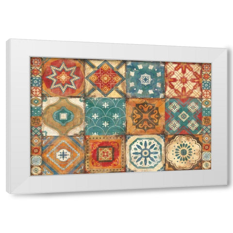 Moroccan Tiles White Modern Wood Framed Art Print by Hilsaca, Cleonique