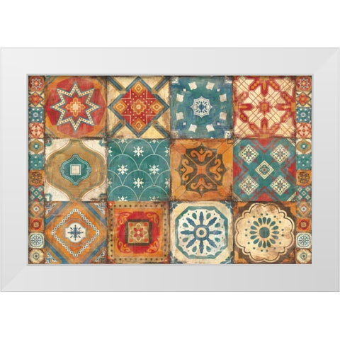 Moroccan Tiles White Modern Wood Framed Art Print by Hilsaca, Cleonique