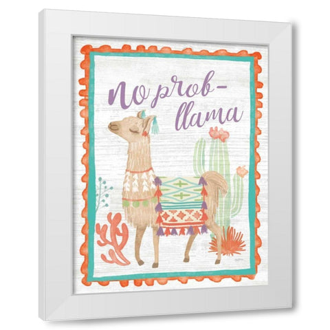 Lovely Llamas IV No Probllama White Modern Wood Framed Art Print by Urban, Mary
