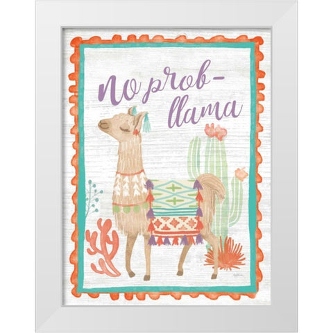 Lovely Llamas IV No Probllama White Modern Wood Framed Art Print by Urban, Mary
