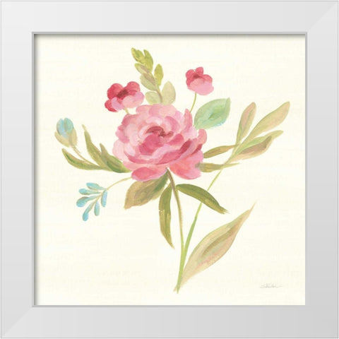 Petals and Blossoms V White Modern Wood Framed Art Print by Vassileva, Silvia