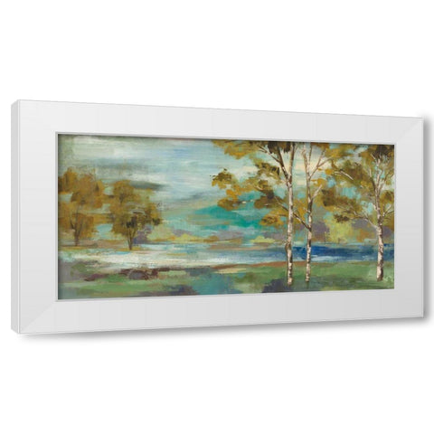 Aspens by the Lake Yellow White Modern Wood Framed Art Print by Vassileva, Silvia