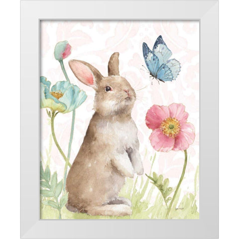 Spring Softies Bunnies II Pink White Modern Wood Framed Art Print by Audit, Lisa