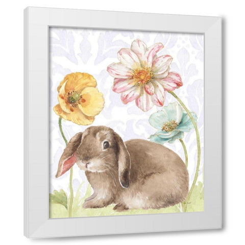 Spring Softies Bunnies III Purple White Modern Wood Framed Art Print by Audit, Lisa