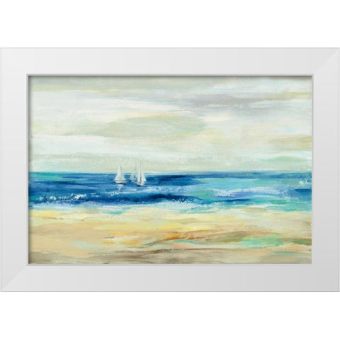 Sand and Sea White Modern Wood Framed Art Print by Vassileva, Silvia