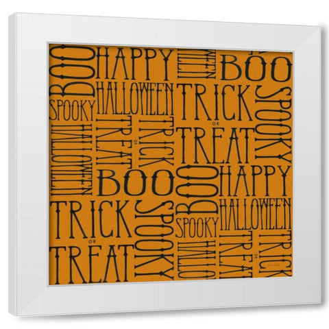 Vintage Halloween Pattern I White Modern Wood Framed Art Print by Miller, Sara Zieve