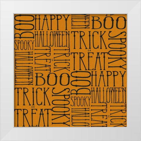 Vintage Halloween Pattern I White Modern Wood Framed Art Print by Miller, Sara Zieve