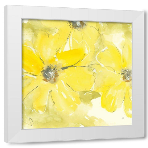 Sunshine Cosmos II White Modern Wood Framed Art Print by Paschke, Chris