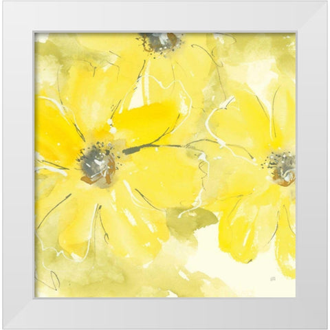 Sunshine Cosmos II White Modern Wood Framed Art Print by Paschke, Chris