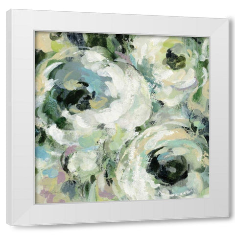 Sage and Lavender Peonies II White Modern Wood Framed Art Print by Vassileva, Silvia