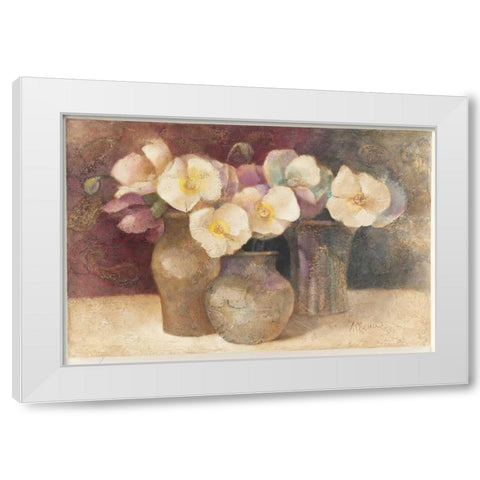 Poppies on Plum White Modern Wood Framed Art Print by Hristova, Albena