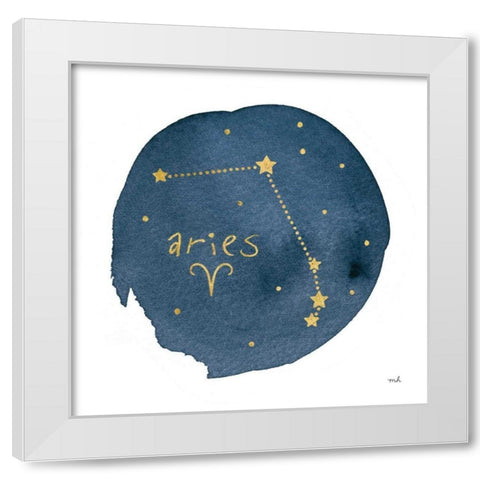 Horoscope Aries White Modern Wood Framed Art Print by Hershey, Moira