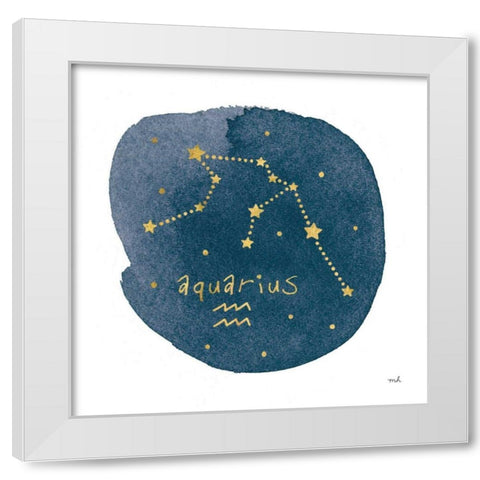 Horoscope Aquarius White Modern Wood Framed Art Print by Hershey, Moira