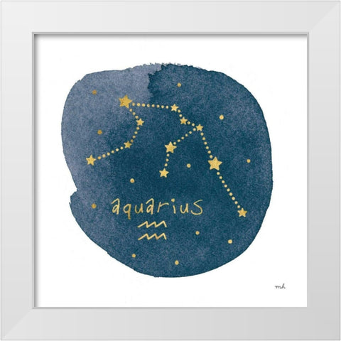 Horoscope Aquarius White Modern Wood Framed Art Print by Hershey, Moira