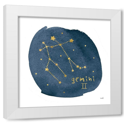 Horoscope Gemini White Modern Wood Framed Art Print by Hershey, Moira