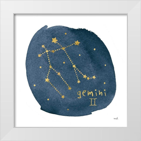 Horoscope Gemini White Modern Wood Framed Art Print by Hershey, Moira