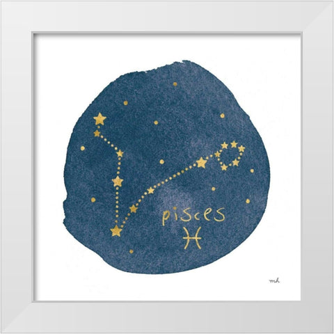 Horoscope Pisces White Modern Wood Framed Art Print by Hershey, Moira