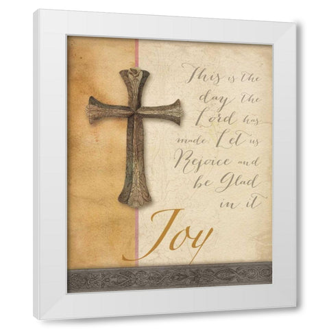 Words for Worship Joy White Modern Wood Framed Art Print by DeNeige, Elyse