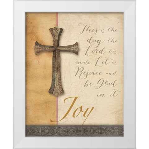 Words for Worship Joy White Modern Wood Framed Art Print by DeNeige, Elyse