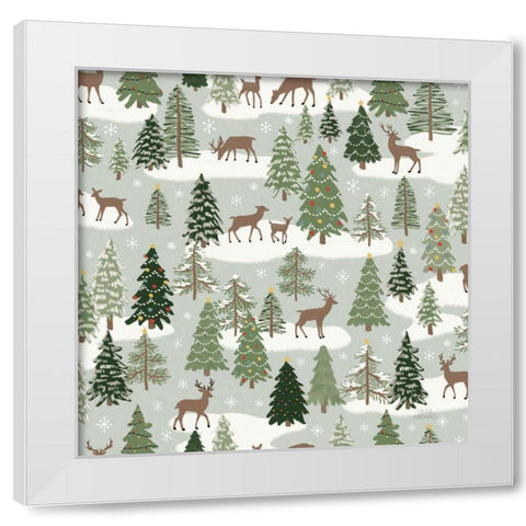 Christmas Village Pattern XI White Modern Wood Framed Art Print by Marshall, Laura