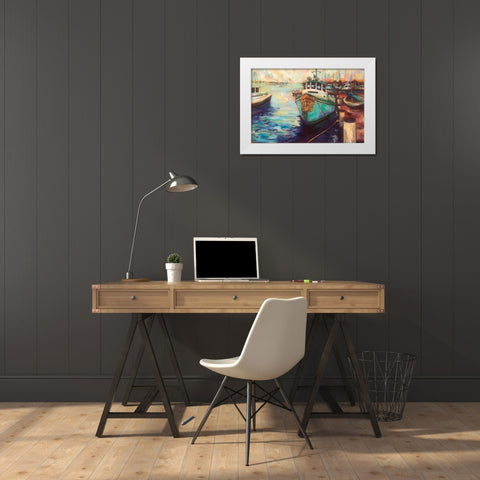 At Fords White Modern Wood Framed Art Print by Vertentes, Jeanette