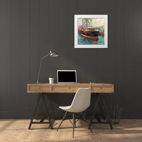 Barbara Ann White Modern Wood Framed Art Print by Vertentes, Jeanette