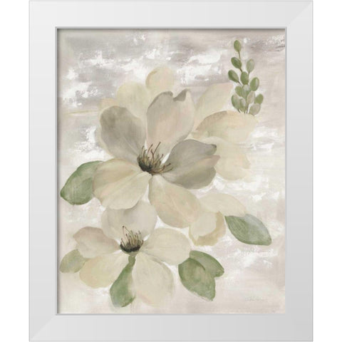 White on White Floral II Sage White Modern Wood Framed Art Print by Vassileva, Silvia