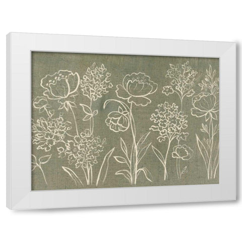 Sage Floral I Crop White Modern Wood Framed Art Print by Vassileva, Silvia