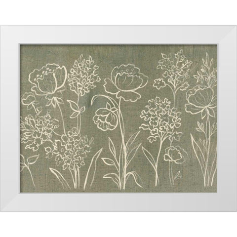 Sage Floral I Crop White Modern Wood Framed Art Print by Vassileva, Silvia