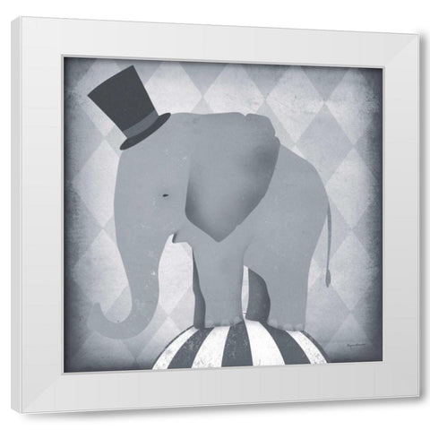 Circus Elephant Gray White Modern Wood Framed Art Print by Fowler, Ryan
