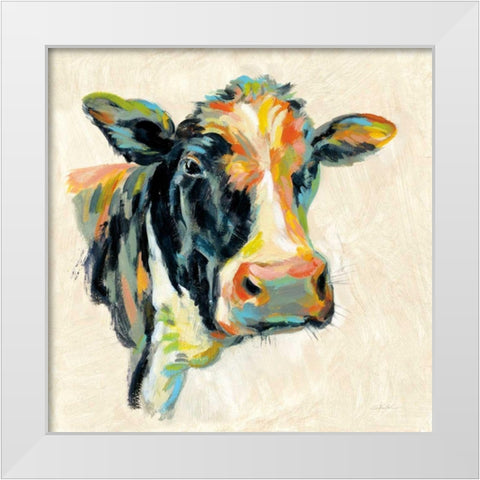 Expressionistic Cow I White Modern Wood Framed Art Print by Vassileva, Silvia