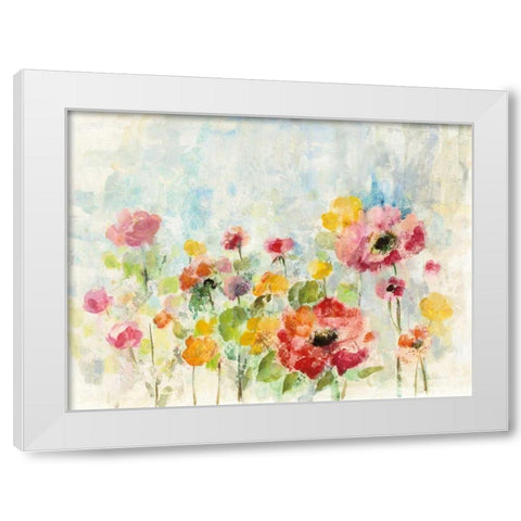 Summer Rain Floral White Modern Wood Framed Art Print by Vassileva, Silvia