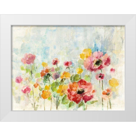 Summer Rain Floral White Modern Wood Framed Art Print by Vassileva, Silvia