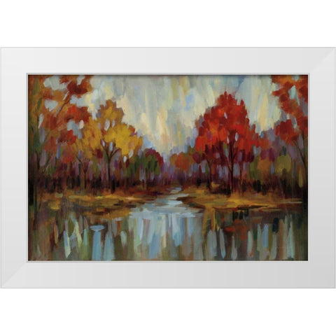 Fall Aquarelle White Modern Wood Framed Art Print by Vassileva, Silvia