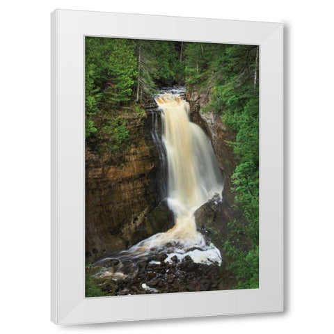 Miners Falls Michigan White Modern Wood Framed Art Print by Majchrowicz, Alan