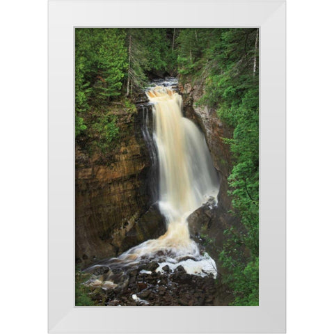 Miners Falls Michigan White Modern Wood Framed Art Print by Majchrowicz, Alan