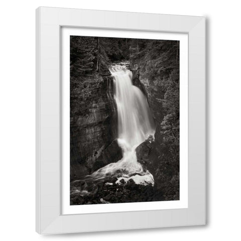 Miners Falls Michigan BW White Modern Wood Framed Art Print by Majchrowicz, Alan